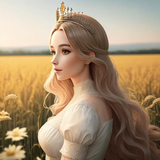 Woman with Crown in a Field